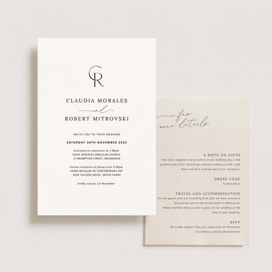 Monogram Wedding Invitation Suite