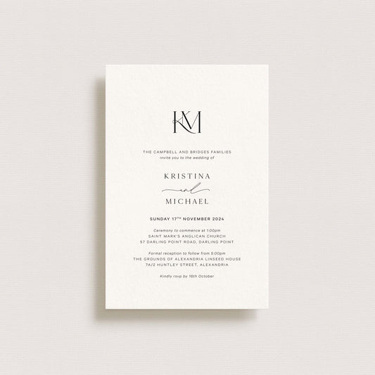 Classic Monogram Wedding Invitation