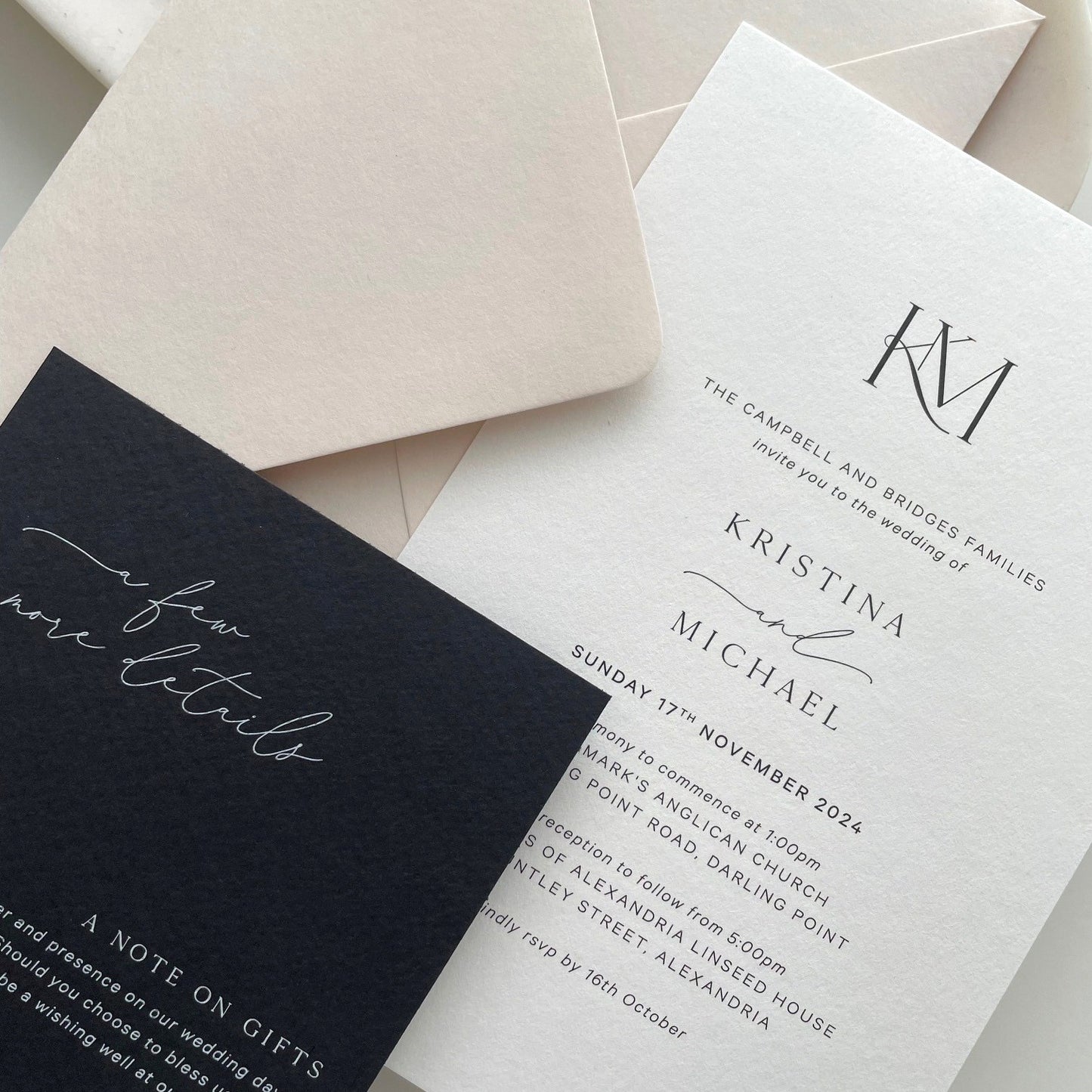 Classic Monogram Wedding Invitation